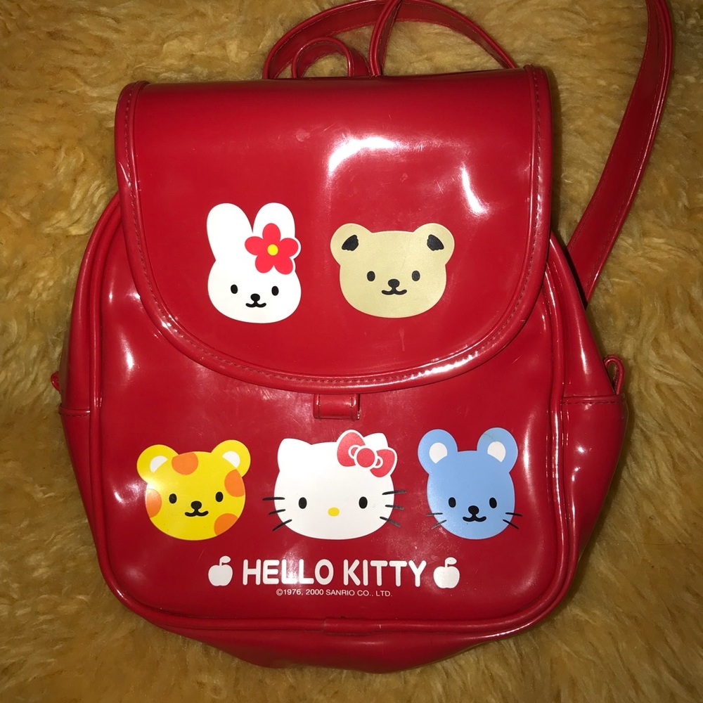Hello kitty mini red patent backpack
